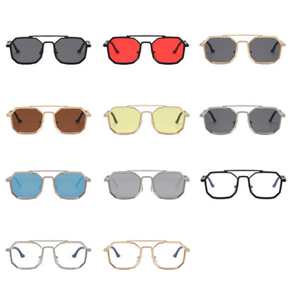 Lentes de Sol Retro Poligonales con Doble Puente