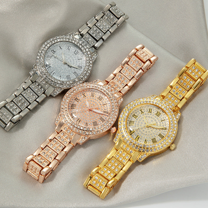 Reloj Femenino Cielo Estrellado con Diamantes y Números Romanos