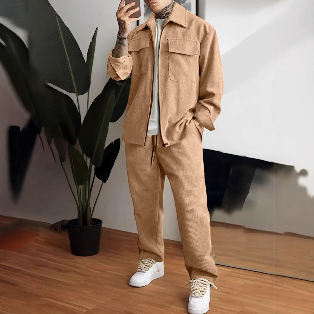 Traje de pantalones de camisa de manga larga para hombre