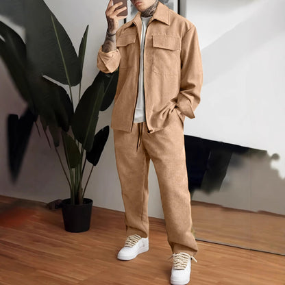 Traje de pantalones de camisa de manga larga para hombre