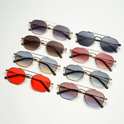 Gafas a la moda lentes octagonal doble haz