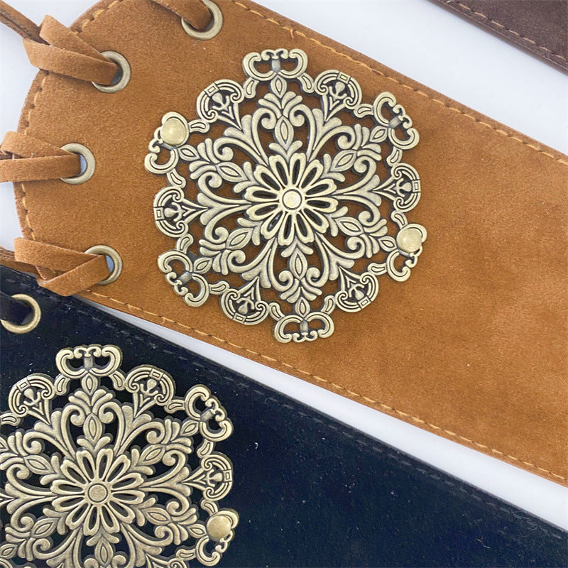 Sello de cintura ancha de cuero para mujer Pin elástico formando el cinturón decorativo