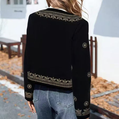 Cárdigan Tejido de Mujer con Estampado Geométrico y Frente Abierto