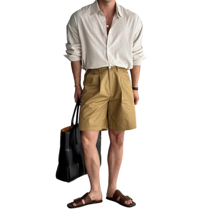 Camisa de rayas vintage de estilo coreano casual para hombres