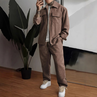 Traje de pantalones de camisa de manga larga para hombre