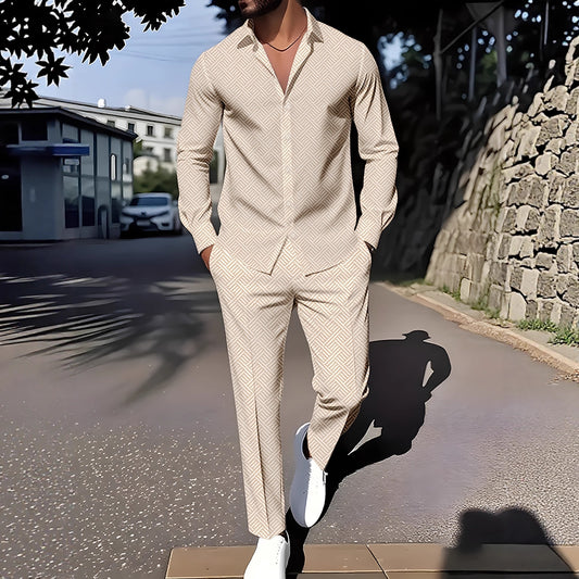 Primavera y otoño con una impresión de grano cuadrado a cuadros de otoño cómodo traje básico para hombres