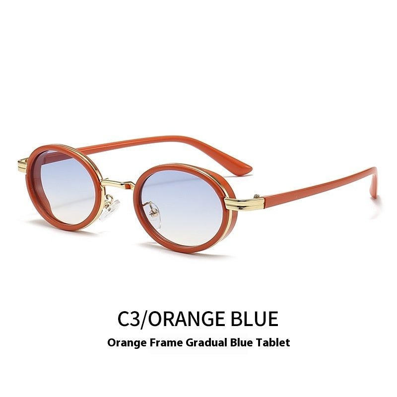 Estilo retro Steampunk Metal Oval Óvalo de marco pequeño gafas de sol de moda