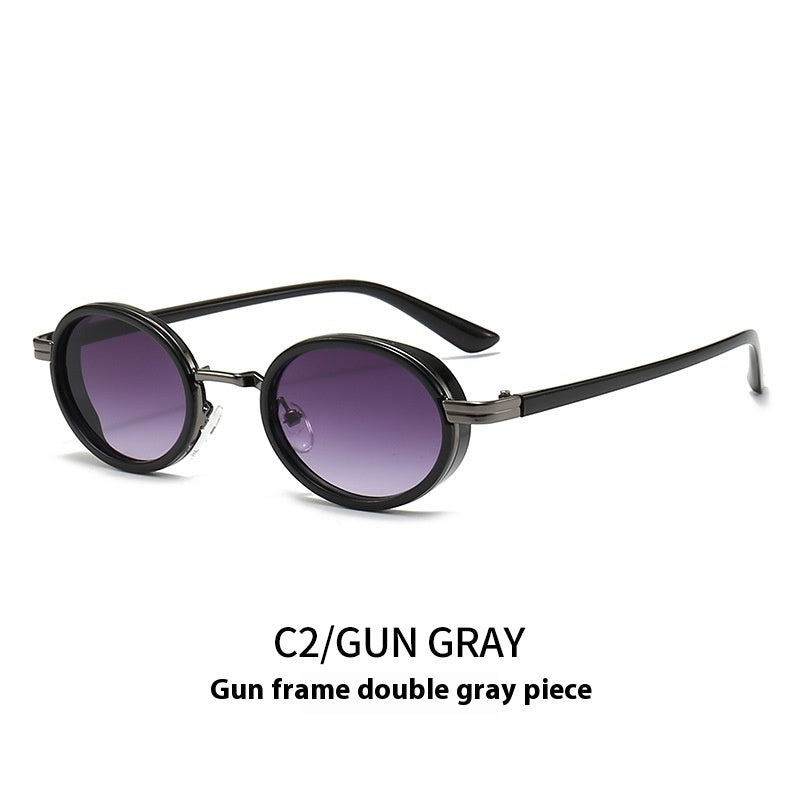 Estilo retro Steampunk Metal Oval Óvalo de marco pequeño gafas de sol de moda