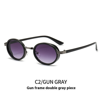 Estilo retro Steampunk Metal Oval Óvalo de marco pequeño gafas de sol de moda