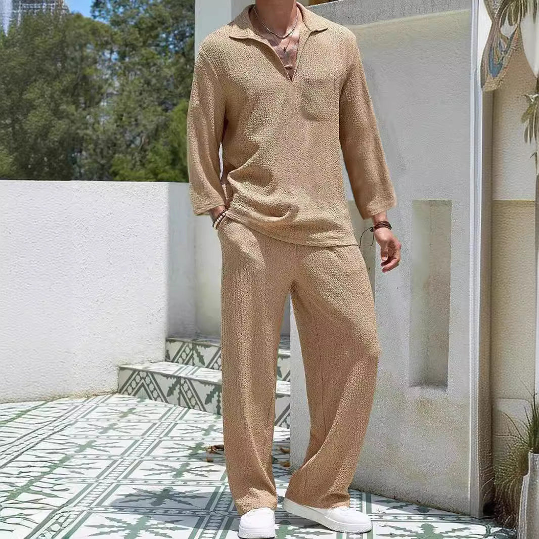 Traje de viaje de los nuevos pantalones de camisa casual para hombres