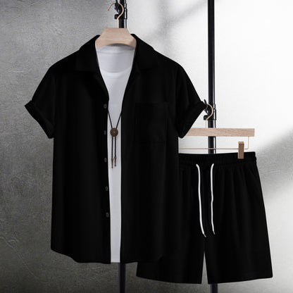Camisa casual de verano Traje de pantalones de playa de manga corta
