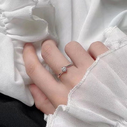 Anillo para dedo índice de circón de plata esterlina, elegante