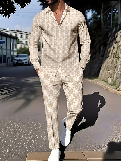 Primavera y otoño con una impresión de grano cuadrado a cuadros de otoño cómodo traje básico para hombres