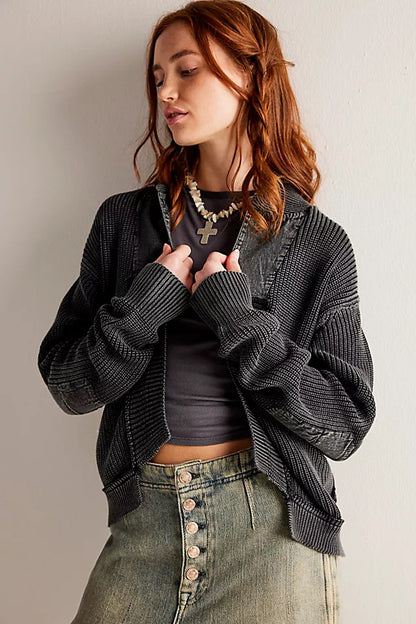 Women's Woolen Cardigan Splicing Coat Jacket