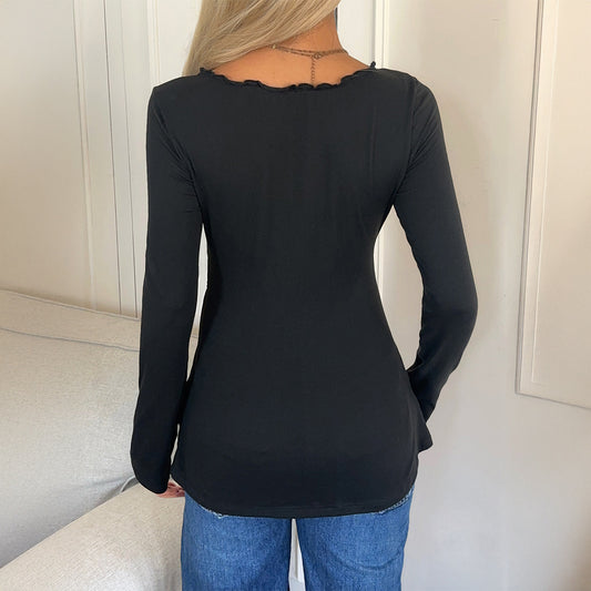 European And American Leisure Vacation Style Deep V Long Sleeve