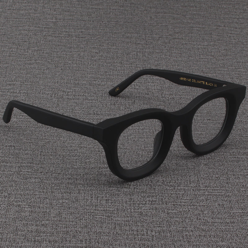 Cuadrado de borde ancho retro vidrios de marco negro grueso negro mate