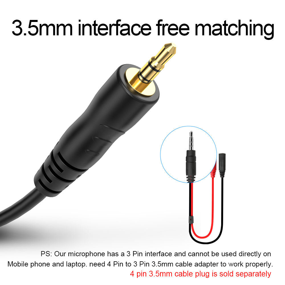 Micrófono de Condensador con Trípode y Conector 3.5 mm para Computadora y Estudio (Compatible con iPhone)