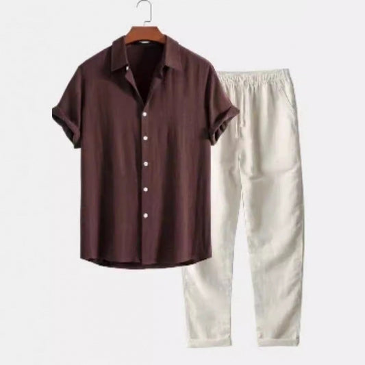 Traje casual de pantalones casuales de manga corta para hombres