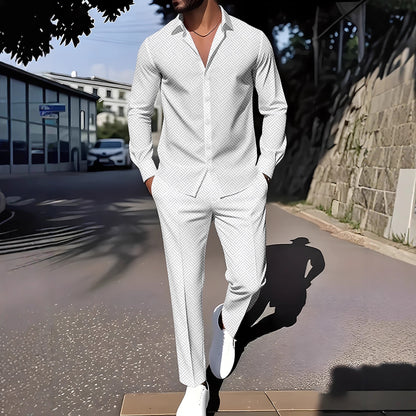 Primavera y otoño con una impresión de grano cuadrado a cuadros de otoño cómodo traje básico para hombres