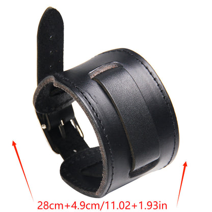 Pulsera Ancha de Cuero Genuino – Estilo Minimalista