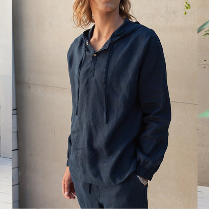 El otoño de lino para hombres, estilo casual manga larga.