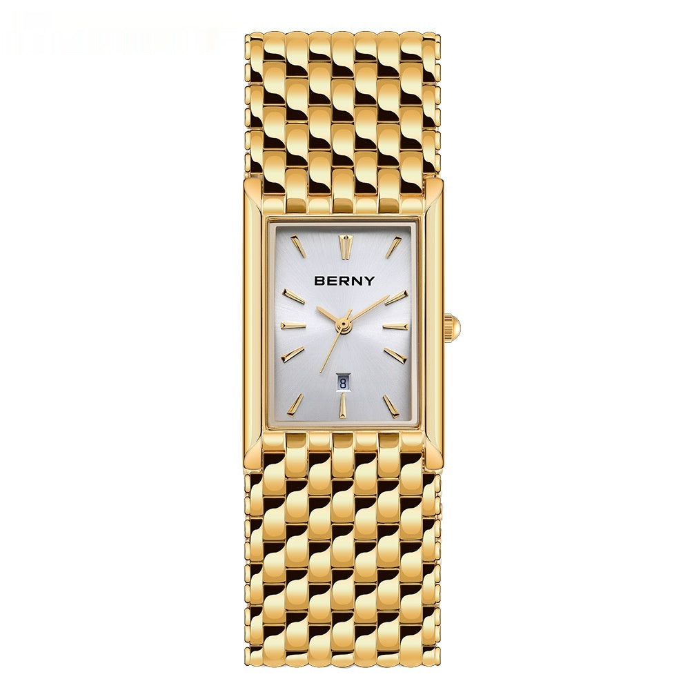 Ultra-thin Gold Quartz Watch Rectangular Men's Watch