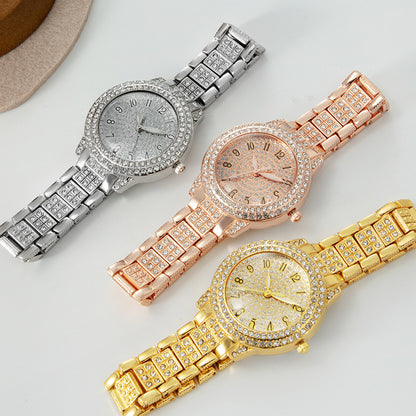Reloj Femenino Cielo Estrellado con Diamantes y Números Romanos