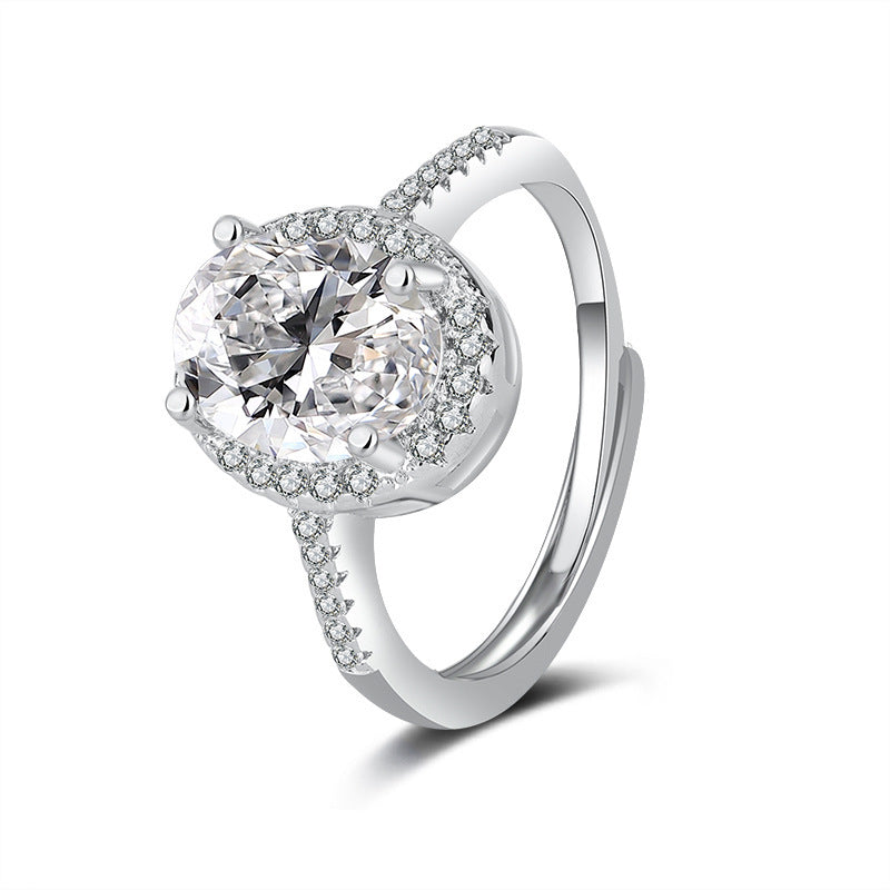 S925 Pure Silver High Carbon Diamond Proposal Dove Egg Ring