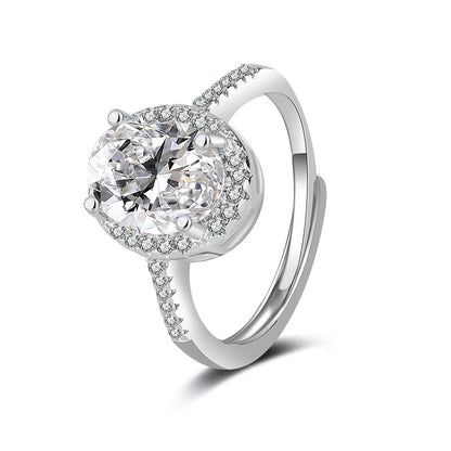 S925 Pure Silver High Carbon Diamond Proposal Dove Egg Ring