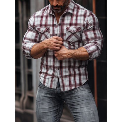 Camisa de bolsillo para hombre con vellón estampado