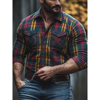 Camisa de bolsillo para hombre con vellón estampado