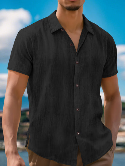 Camisa de manga corta de moda de lino para hombre