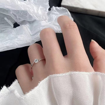 Anillo para dedo índice de circón de plata esterlina, elegante