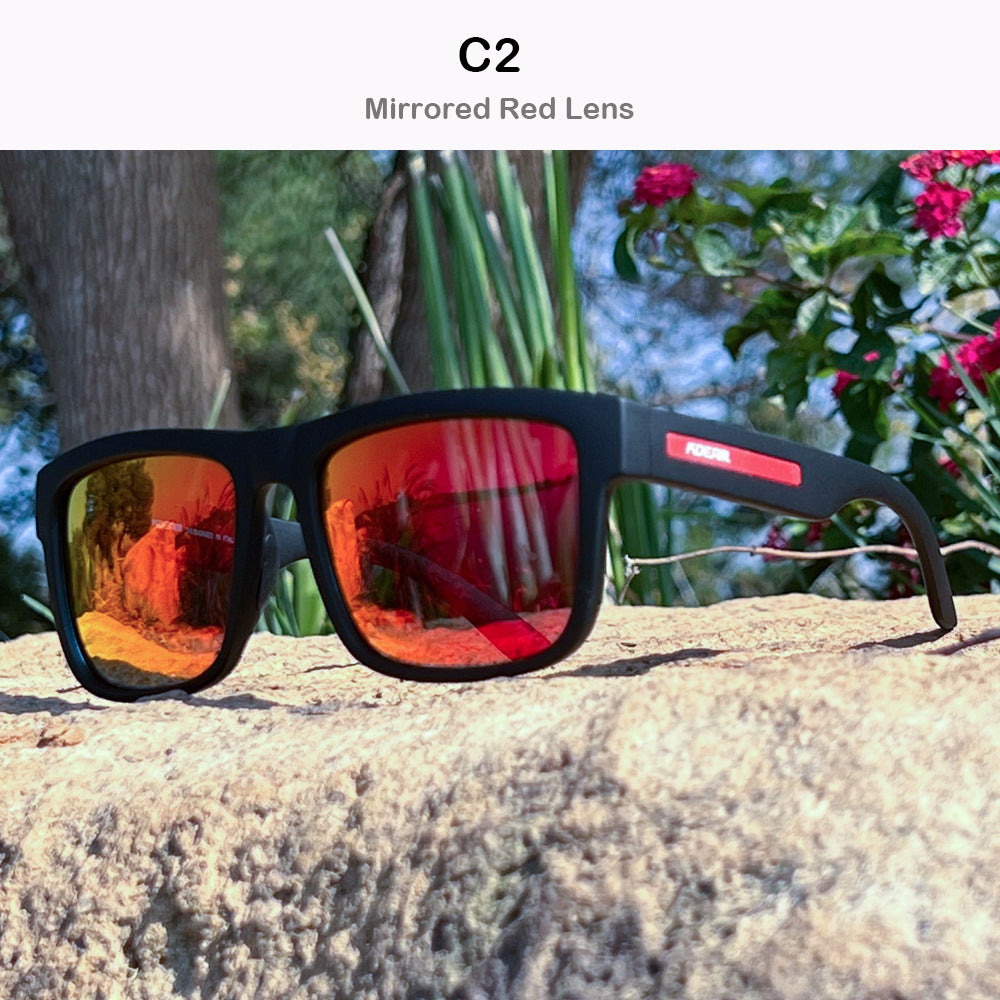 Gafas de sol polarizadas cuadradas cubiertas de marco grandes gafas de viaje de hombres y mujeres