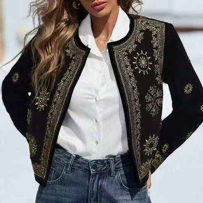 Cárdigan Tejido de Mujer con Estampado Geométrico y Frente Abierto