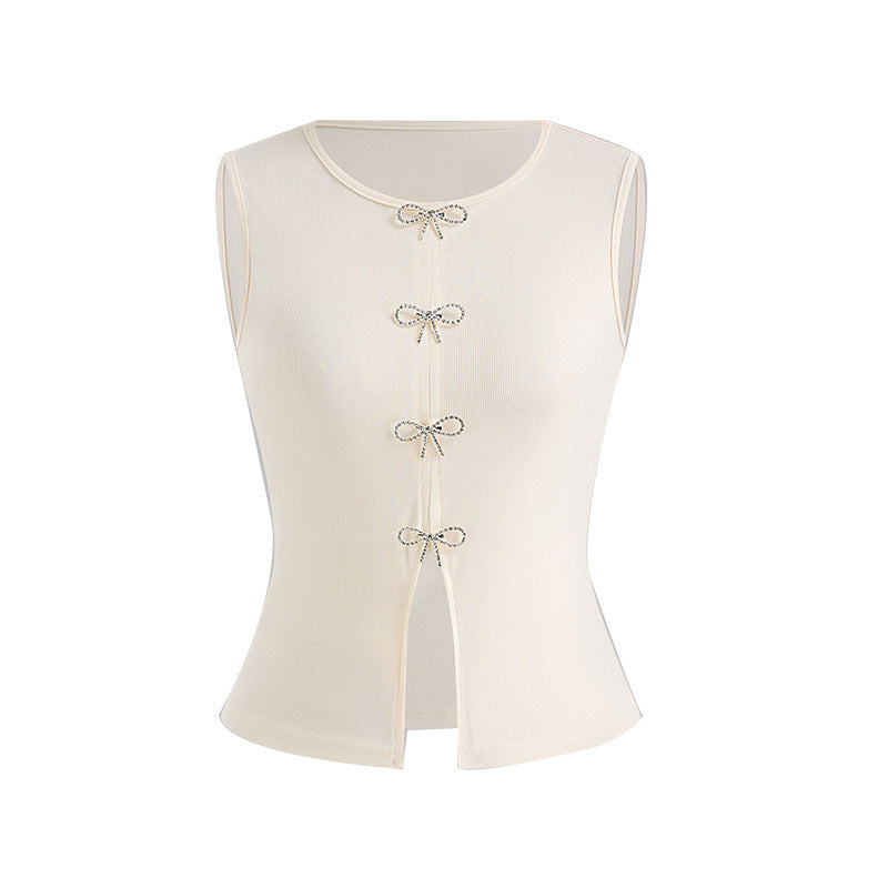 Blusa sin Mangas con Abertura – Estilo Elegante/Office
