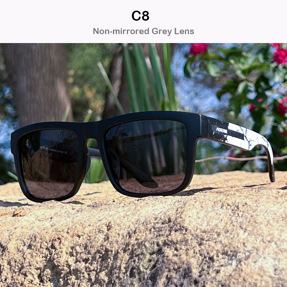 Gafas de sol polarizadas cuadradas cubiertas de marco grandes gafas de viaje de hombres y mujeres