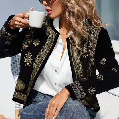 Cárdigan Tejido de Mujer con Estampado Geométrico y Frente Abierto