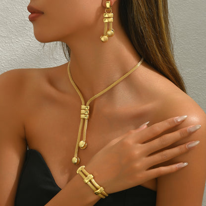 Juego de Collar + Pulsera para Mujer – Chapado en Oro 18K