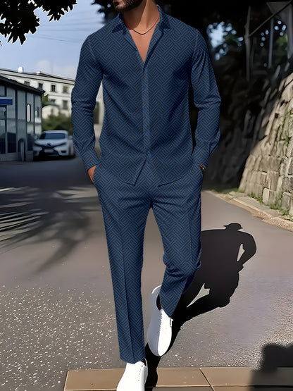 Primavera y otoño con una impresión de grano cuadrado a cuadros de otoño cómodo traje básico para hombres