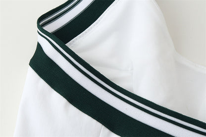 Patchwork Stripe Rib colgante Collar Backless Top