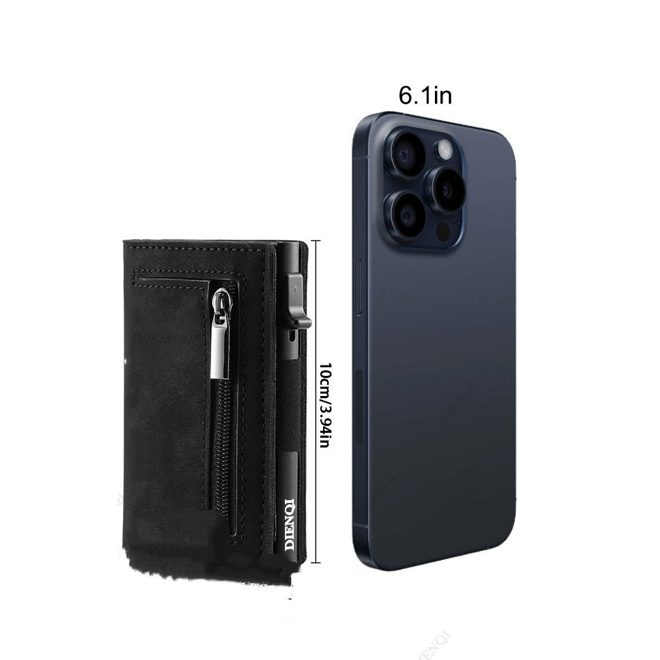 Billetera Masculina de Cuero con Estilo Fibra de Carbono – Tarjetero Multifunción