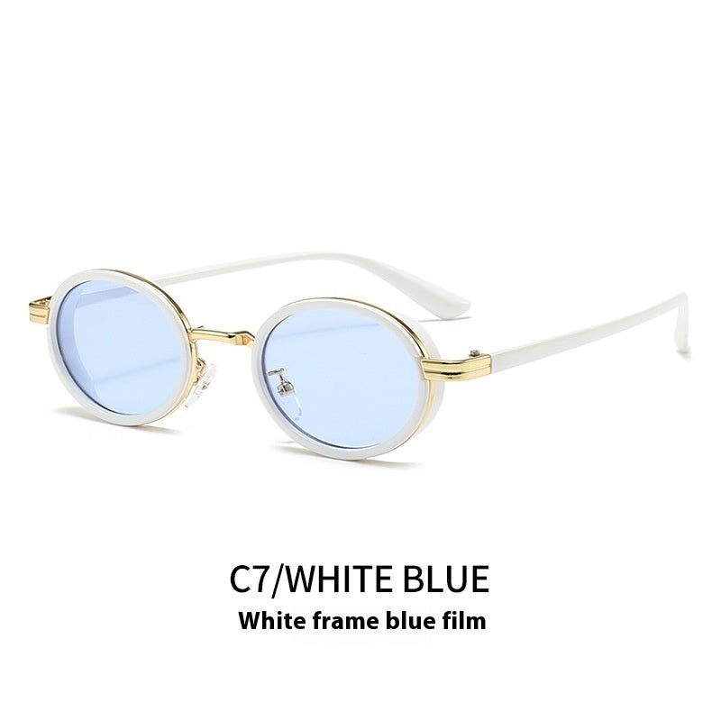 Estilo retro Steampunk Metal Oval Óvalo de marco pequeño gafas de sol de moda